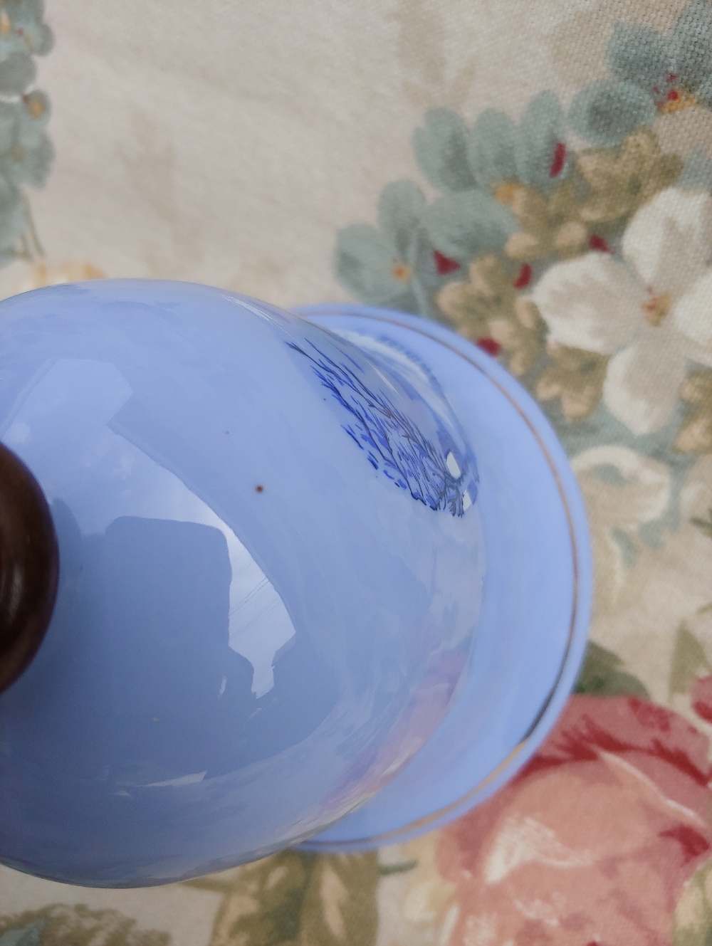 Vintage 1979 Currier & Ives Blue Porcelain Bell Musical Box - Picture 8 of 14